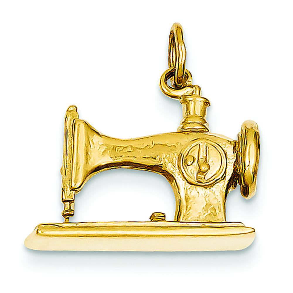 FindingKing - 14K Gold Antique Sewing Machine Charm Pendant Jewelry