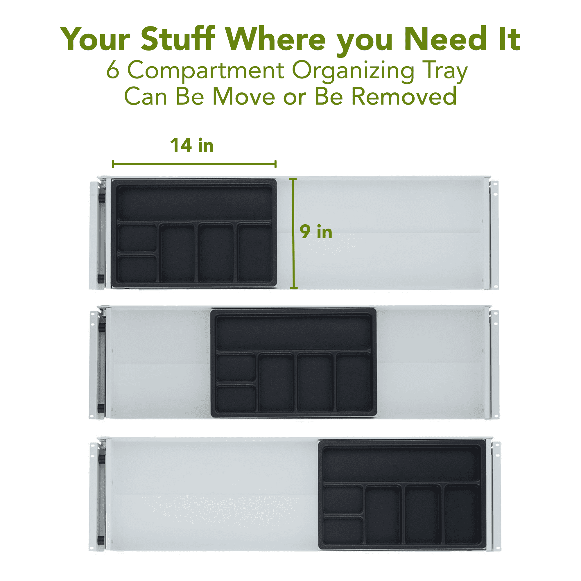 PERFECT POSTURE under desk storage drawer with lock, slim design, 33 " x 9.4" (White)