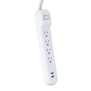 onn 4-Outlet 2-USB Surge Protector with 2.5ft Cord