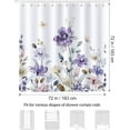 thumbnail image 6 of Purple Floral Shower Curtain, Lilac Watercolor Flower Leaves Butterfly Wildflower Bathroom Curtain 72x72 Inch Polyester Fabric Waterproof Bath Curtain with 12 Hooks, 6 of 6