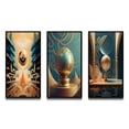 thumbnail image 2 of Designart "Future Geometry Seance Master Consciousness II" Modern Geometric Framed Wall Art Set Of 3 - Blue Abstract Frame Gallery Wall Set For Home Decor, 2 of 7