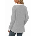 thumbnail image 6 of Long Sleeve Shirts for Women Sweaters Fall Outfits Color Block Winter Clothing Dressy Casual Soft Grey XL, 6 of 7