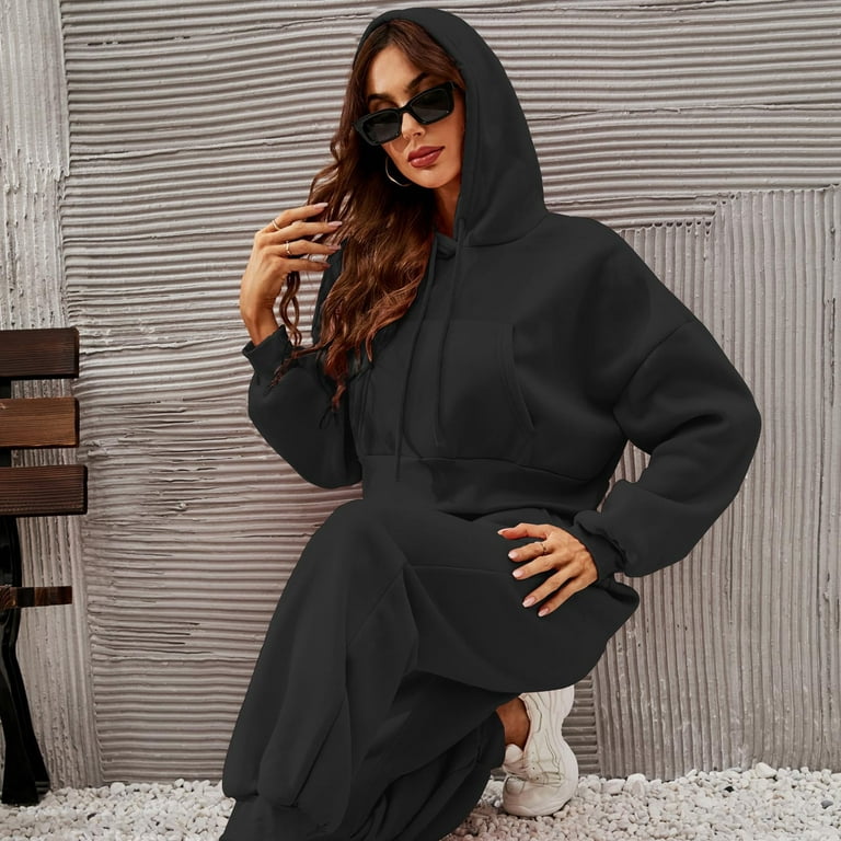 Hfyihgf 2 Piece Sweatsuit Outfits for Women Long Sleeve Cropped