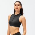 thumbnail image 3 of Women's Zipper Stand Collar Fitness Vest,Detachable Chest Padded Sports Bra Vest,Black,3XL, 3 of 7