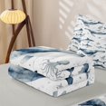 thumbnail image 5 of Manfei Ink Ocean Whale Zipper Queen Comforter Set with Fitted Sheet and 2 Pillowcases, Kawaii Shark Zipper Bedding Set, Navy White, Gray Reversible, 4-Piece, 5 of 7