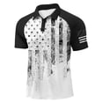 thumbnail image 2 of Men's Patriotic USA Flag Print Polo Short Sleeve Button Down Distressed 250th Anniversary Golf Shirt 2026 Dark Gray L, 2 of 3