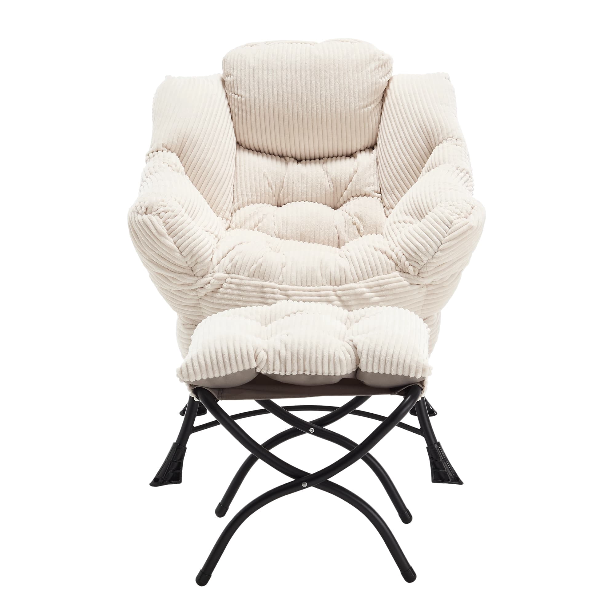 Aukfa Lounge Accent Chair with Ottoman, Lazy Chair Armchair Upholstered Sofa Chair,White‘
