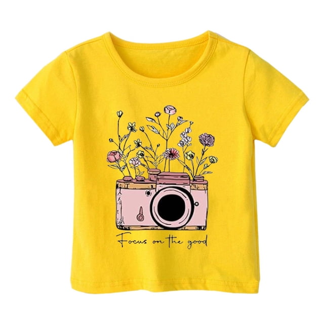 JTieacloth T-Shirt à Manches Courtes pour Garçons Col Rond Décontracté Tee Graphique pour Enfants Haut Élastique Confortable pour Usage Quotidien Tenue Printemps Été École Tailles 1-2 Ans
