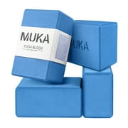 Muka 4 Pack Blue Yoga Blocks 4x6x10 Inch, Soft Non-Slip Surface EVA Foam Yoga Brick for Meditation