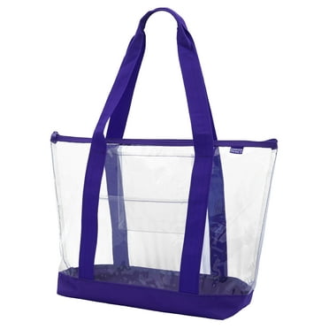 DALIX Clear Transparent Shopping Bag Security Work Tote (Zippered) in ...