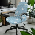 thumbnail image 2 of ZIATUBLES Desk Chair Cover Dustproof Soft Fit Universal Rotating Chair Slipcovers Removable Furniture Protector Cover with Snap Button, S, Cartoon Rabbit Butterfly Bow Flower Light Blue, 2 of 7