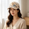 thumbnail image 2 of Pearls Embroidered Baseball Cap, Christian Religious Hat, Vintage Floral Pearl Decorative Adjustable Baseball Sun Hat for Outdoor Woman Man, 2 of 7