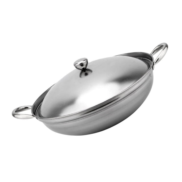 HLONK Poêle à Alcool avec Couvercle, Casserole de Cuisson pour Aliments, Paella, Friture, Double Poignée