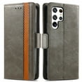 thumbnail image 3 of Case for Samsung Galaxy S22 Ultra 5G Cover Leather Wallet Folio Case Book Design Flip Magnetic Closure - Grey, 3 of 5