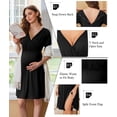 thumbnail image 2 of Ekouaer Labor and Delivery Gown for Hospital Short Sleeve Maternity Nursing Dress Nightgown with Button Black L, 2 of 5