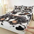 thumbnail image 4 of Feelyou Kawaii Milk Cow Twin Sheet Sets for Kids, Fashion Cow Print Twin Fitted Sheet, Cute Cartoon Animal Flat Sheet, Super Cozy Room Decor, 3pcs, 4 of 8