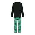 thumbnail image 5 of Christmas Family Pajamas Matching Set, Long Sleeve Tree Print T-shirt with Plaid Pants Sleepwear Loungewear, 5 of 10
