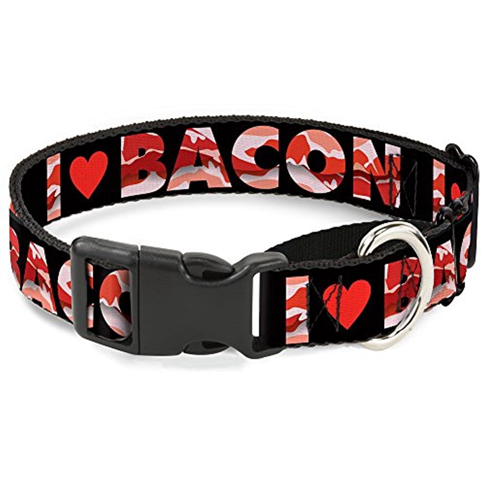 Buckle-Down MGC-W30921-L I "Heart" Bacon Black Bacon Martingale Dog Collar