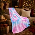 thumbnail image 3 of Pink Blue Tie Dye Spiral Center, Cheerful Retro Style for Tie Dye Fans, Bright Swirl Pattern and Friendship Gift, Soft Flannel Blanket for Bedroom and Dorm, Home Decor, 3 of 9