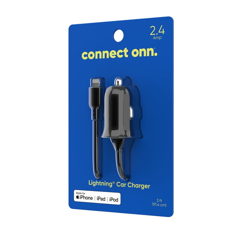 onn. Dual-Port Car Charger, Black,LED power indicator, cell phone charger,  charge an additional device at the same time,universal device. Friendly  plug into car's DC adapter. 