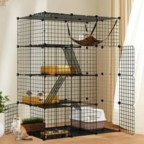 Uforic Indoor Cat Cage 4-Tier Cat Enclosure with Hammock, Large Metal Wire Cat Kennel DIY Cat Playpen Perfect for Multi-Cat Homes(41"L x 28"W x 55"H)