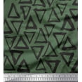 thumbnail image 1 of Soimoi Green Japan Crepe Satin Fabric Triangle Geometric Printed Fabric 1 Yard 42 Inch Wide, 1 of 3