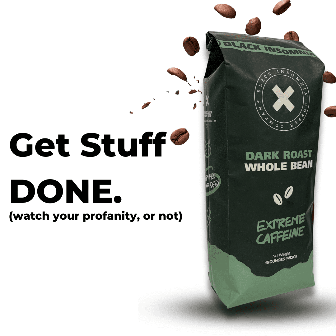 Black Insomnia Strongest Coffee in the World - Extreme Caffeine - Dark Roast Whole Bean - 1lb