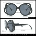 thumbnail image 5 of Womens Scribble Petal Rim Plastic Round Cute Feminine Sunglasses All Black, 5 of 8