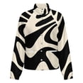 thumbnail image 5 of Jackets for Women Winter Coat Jackets Flannel Stand Collar Jacket(Abstract Black Cream Wavy Pattern,Size:S-4XL), 5 of 7