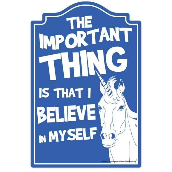 Unicorn Believe In Myself Novelty Sign | Indoor/Outdoor | Funny Home Décor for Garages, Living Rooms, Bedroom, Offices | SignMission personalized gift Wall Plaque Decoration