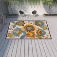 thumbnail image 6 of HomeRoots 479411 12 x 15 ft. White Yellow & Blue Floral Non Skid Indoor & Outdoor Rectangle Area Rug, 6 of 6