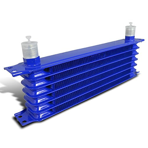 Spec-D Tuning OCL-7RW10BLU 7-Row 10 An Blue Powder-Coated Aluminum Engine/Transmission Racing Oil Cooler