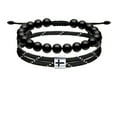 thumbnail image 6 of Top-keivon Father and Son Men's Cross Obsidian Bead Bracelet Set, Handmade Adjustable Rope Bracelets for Baptism, Birthday Christian Religious Gifts Jewelry for Him(7"-9"), 6 of 30
