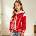 thumbnail image 6 of Varsity Jackets Classic Striped Hem Collar Baseball Coat Full Snap Placket Classroom Activity Bridal Shower Toddler Outerwear, 6 of 6