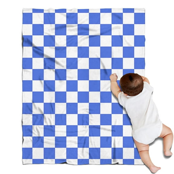 Blue and White Checkered Pattern Blanket,Comfortable Soft Flannel Throw Blanket,All Season,Warm Lightweight Blankets for Sofa Bed Couch Living Room Chair,30"x40"