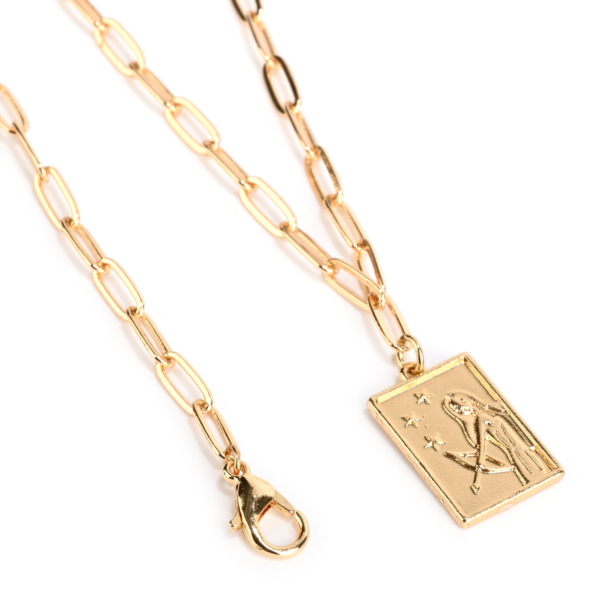 Claire's Girls Teen Gold Zodiac Sagittarius Necklace Set, Lobster Closure, 2-Pack, 38378