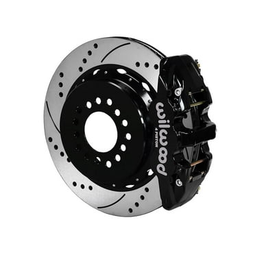 Wilwood 140-10953-D AERO4 Rear 14" Big Brake Kit With Black Calipers and Drilled Rotors, Compatible with Oldsmobile/Pontiac Flange Rear Axle With 2.81 Offset