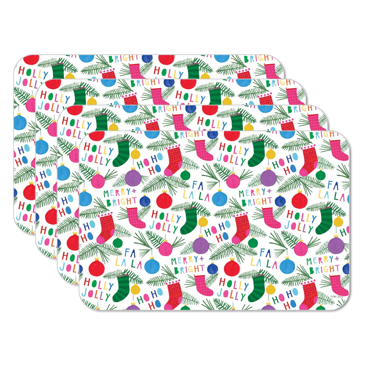 CounterArt "Colorful Christmas" 4Pack Reversible Flexible Plastic