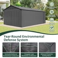 thumbnail image 3 of Domi Outdoor Living 12x15FT Outdoor Metal Garage Shed, Extra-Large Steel Carport with Lockable Double Doors, Heavy-Duty Car Shelter for Cars, Trucks, Motorcycles, and Lawn Equipment, Dark Grey, 3 of 11