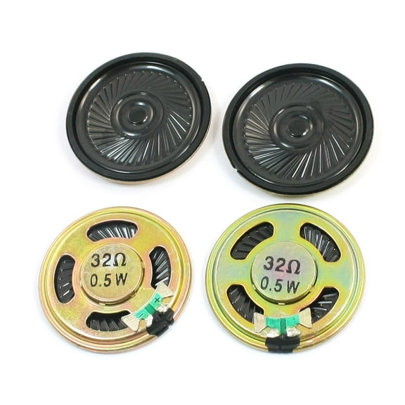 Unique Bargains 4 Pcs 0.5W 32 Ohm 40mm Dia Round Metal Internal Magnet  Speaker