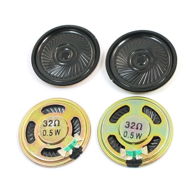 Unique Bargains 4 Pcs 0.5W 32 Ohms 40mm Dia Rond Métal Aimant Intérieur Haut-Parleur