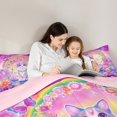 thumbnail image 4 of Manfei Magical Cat Animal Twin Bedding Sets 7-Piece for Teen, Princess Castle Bedding Comforter Set, Rainbow Floral Butterfly Reversible Sheet Sets, Luxury Bedroom Decor, 4 of 7