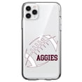 thumbnail image 1 of DistinctInk Clear Shockproof Hybrid Case for iPhone 13 (6.1" Screen) - TPU Bumper, Acrylic Back, Tempered Glass Screen Protector - Aggies Football - Maroon, White, 1 of 2