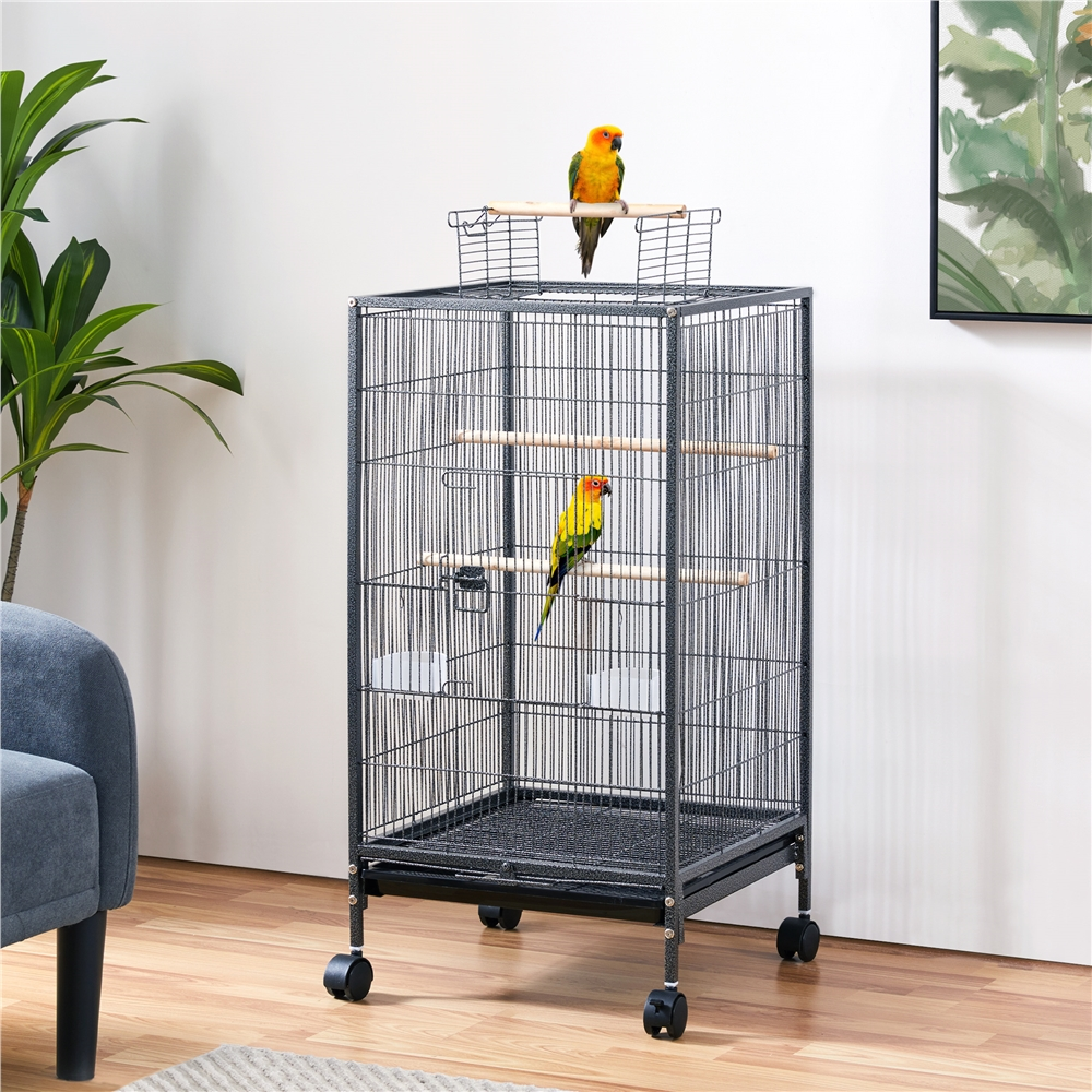 Yaheetech 40 Inch Wrought Iron Bird Cage with Rolling Stand photo 2