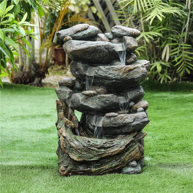 Pure Garden Cascade Rock Outdoor Fountain for sale online 