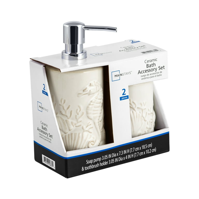 Mainstays Shell 2-piece Ceramic Bath Accessory Set with Lotion