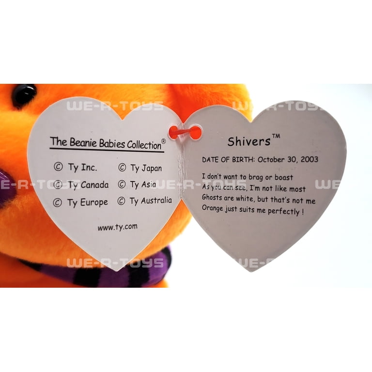 Beanie Babies Shivers the Ghost, Plush Halloween Toy, 6-Inch