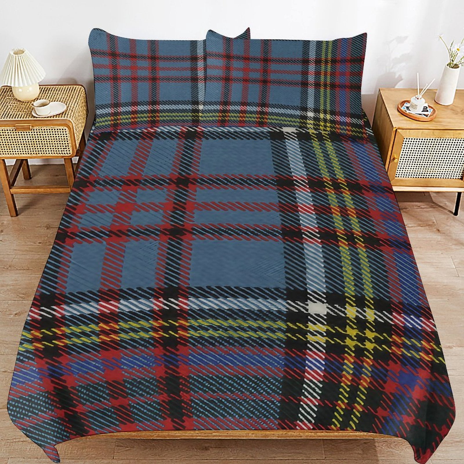 Royal Tartan Plaid Duvet Cover Set Bedding Set Polyester Quilt Cover for Bedroom Decoration