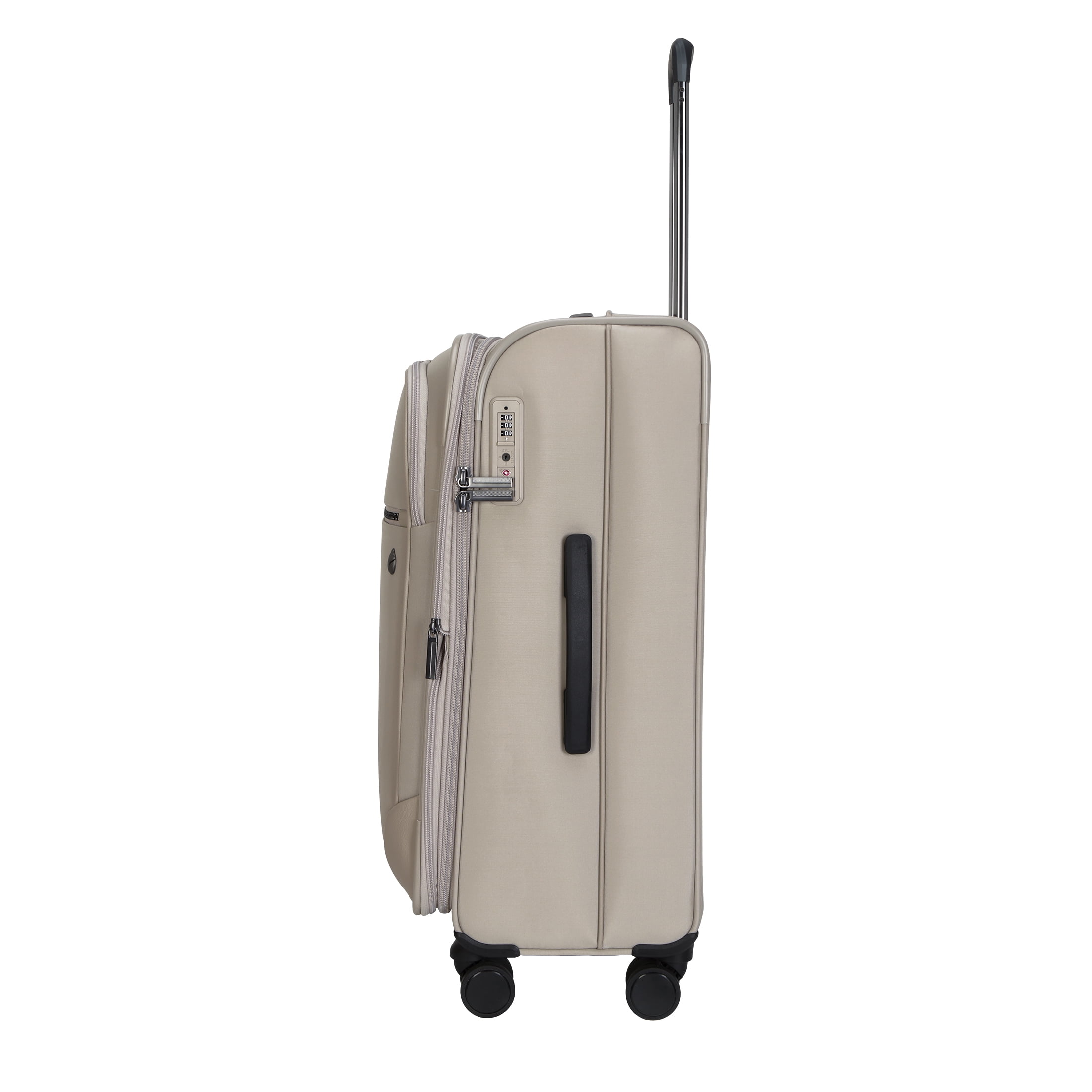 btL 20-inch Expandable Nylon Softside Carry-on Upright Luggage With 360 Spinner Wheels and Divider Pockets, Taupe