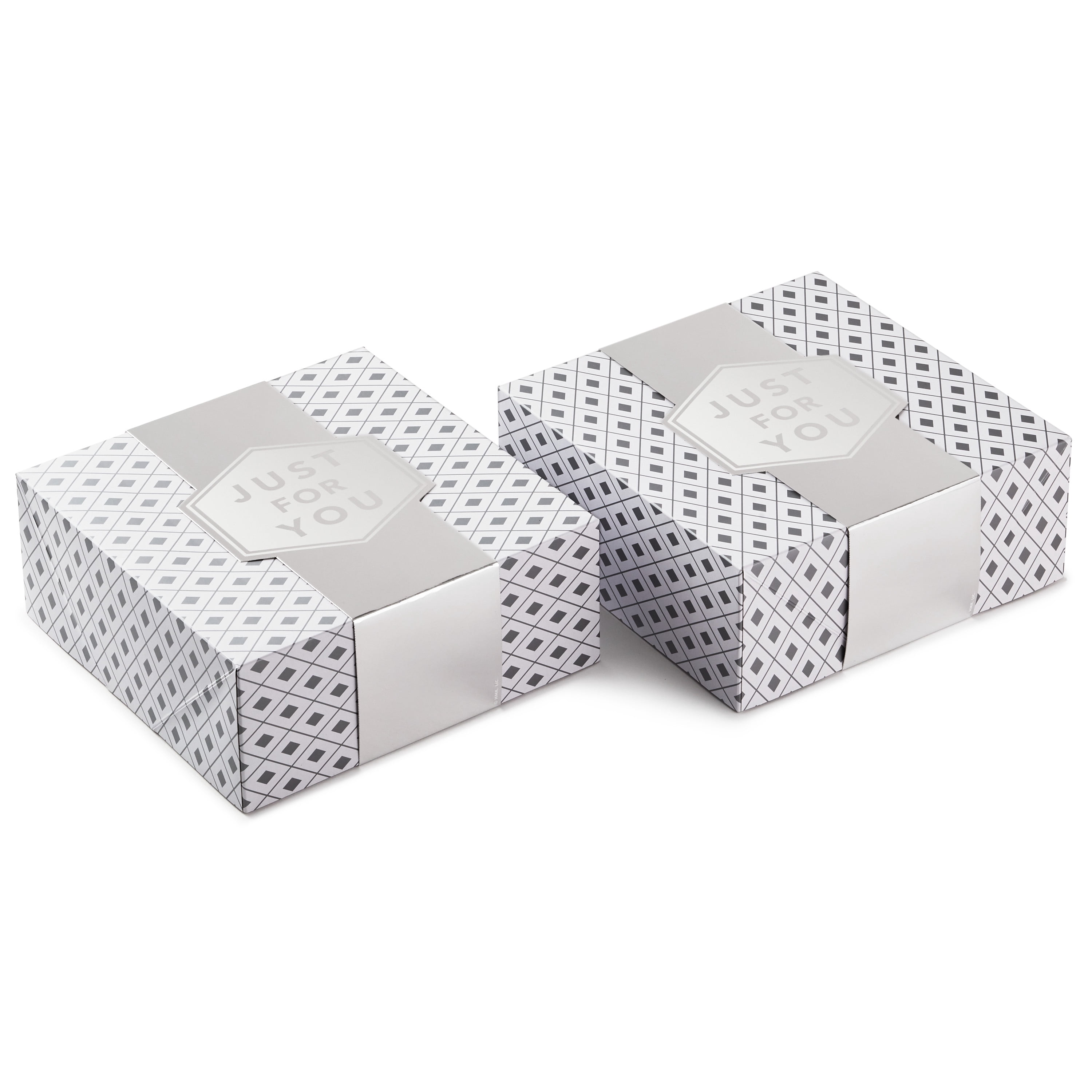 Hallmark Just For You Christmas Multi-color Paper Gift Boxes, with Wrap Bands (2 Count) 10" x 10"